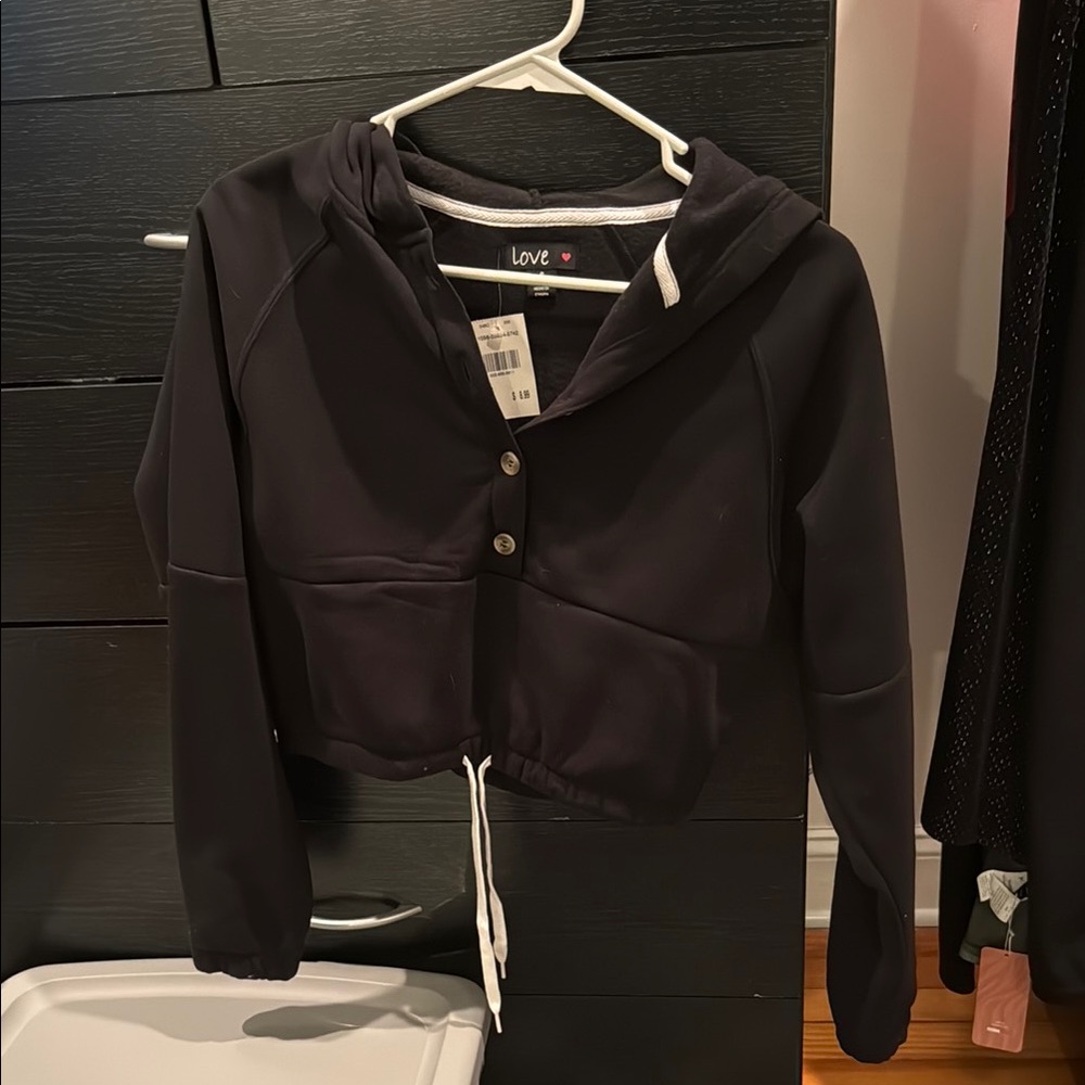 Love Black Cropped Hoodie